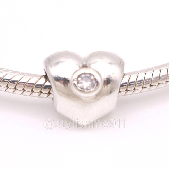 Pandora Jewelry - Authentic PANDORA Silver Sparkling Heart Charm with Clear CZ